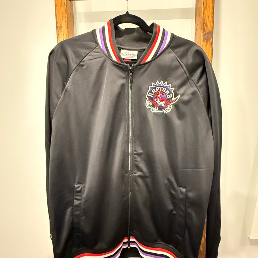 Mitchell & Ness Black Varsity Jacket with Raptors Logo